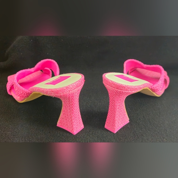 NWT- Dolce Vita Orchid Raffia/Hot Pink Square-Toe Slide High Heel Sandal -Size 9 - Picture 3 of 8